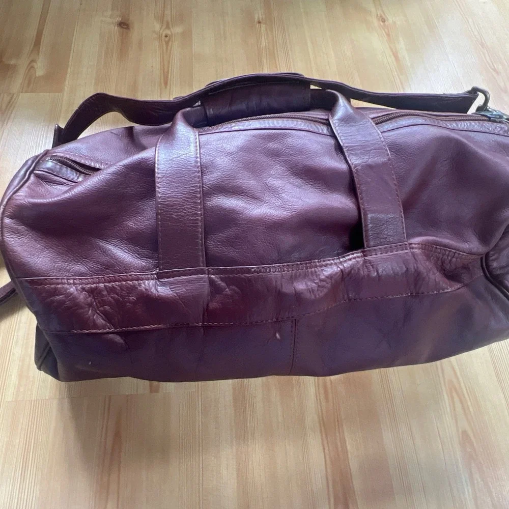 Vintage Brown Leather Duffel Bag Columbian Bags Co Hand Crafted Carry‎ On